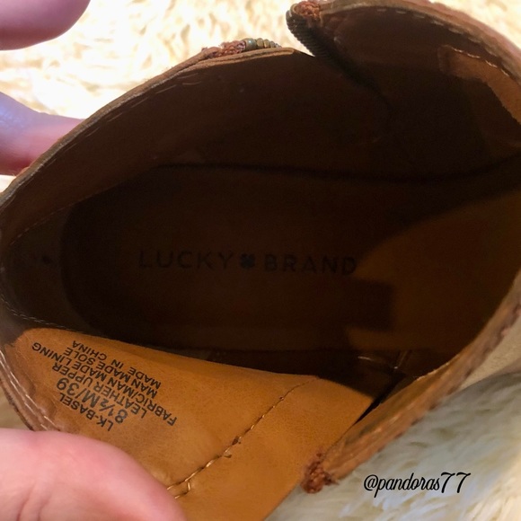 LUCKY BRAND—WOMEN’S GENUINE LEATHER SIDE-ZIP BOOTIES!! BROWN BOOTIES EUC!! - Picture 6 of 7